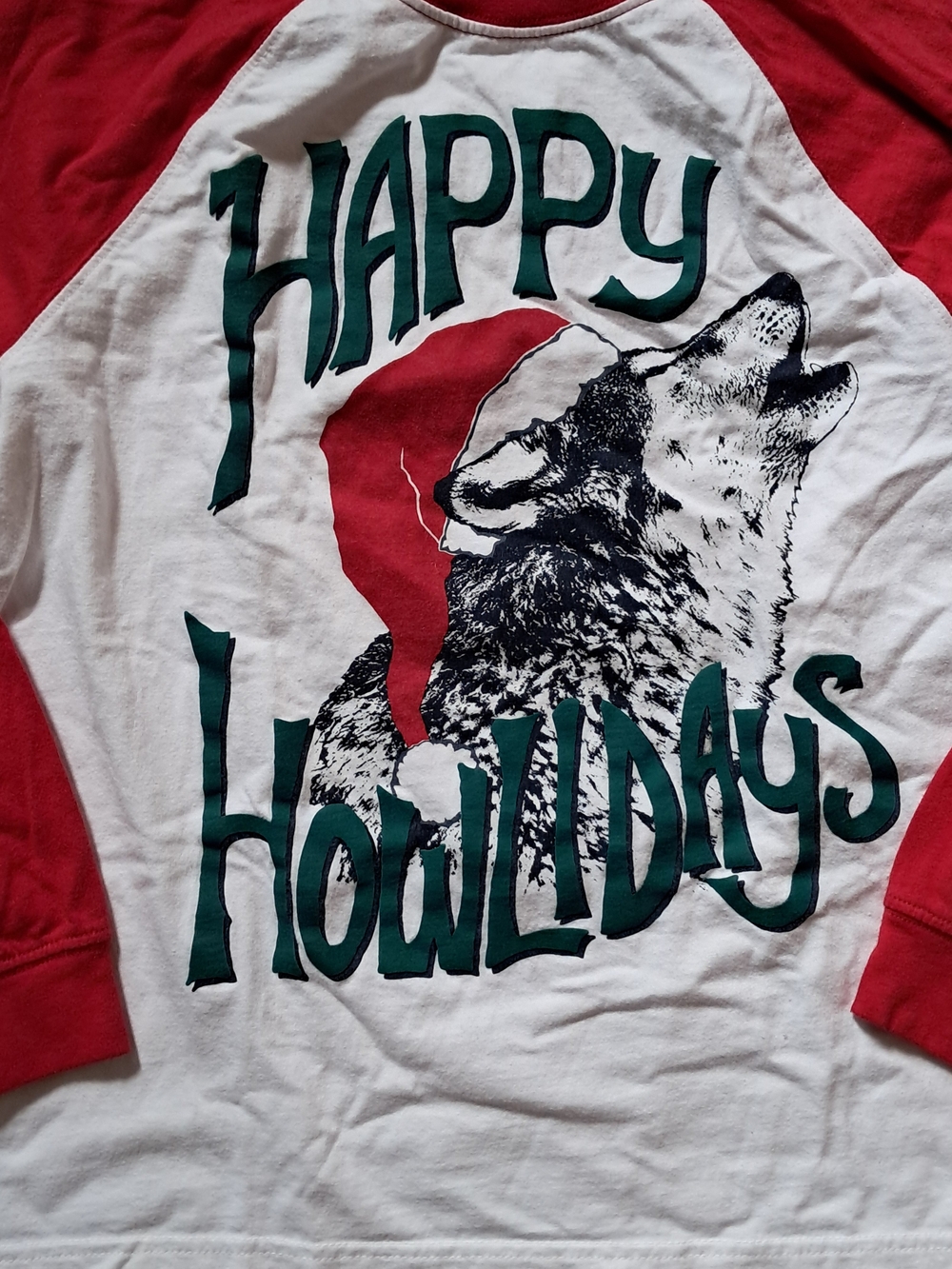 Gymboree Happy Howlidays Red & White Holiday Graphic Raglan Tee